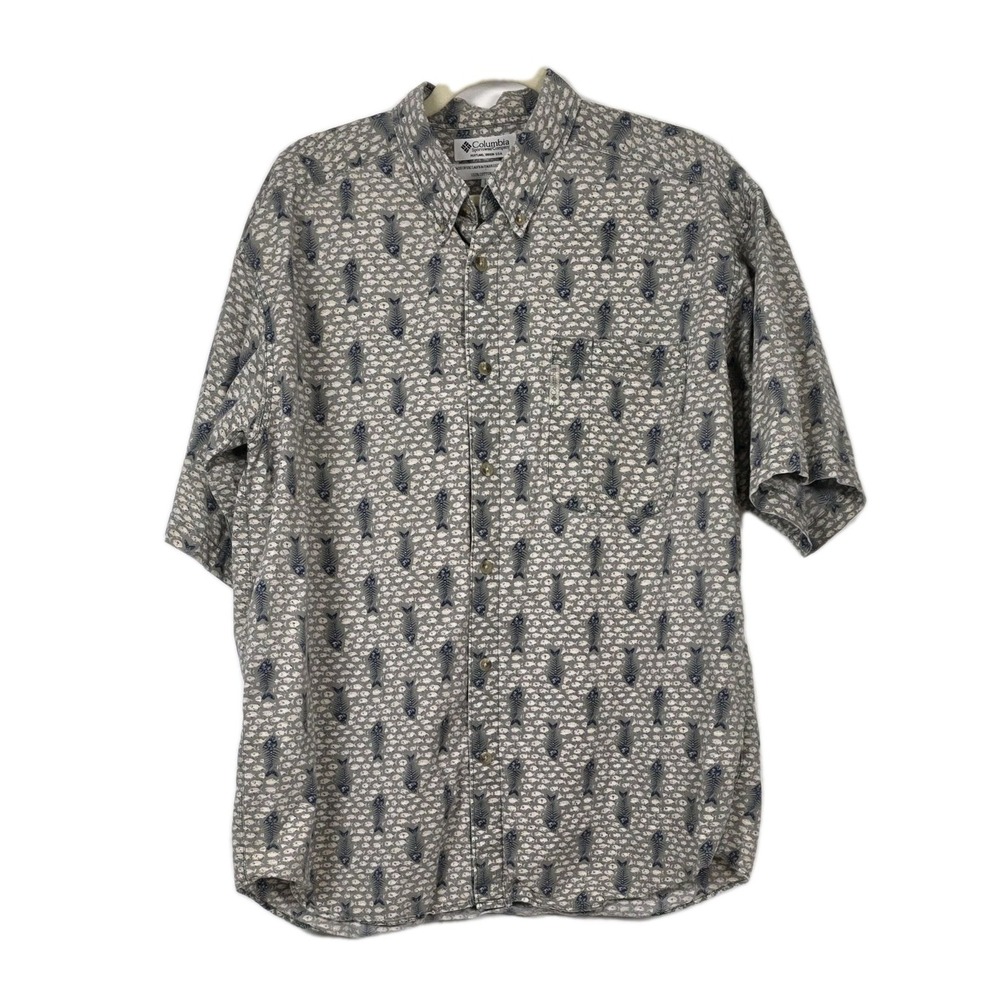 Columbia Men's Short Sleeve Fish Print Shirt Large